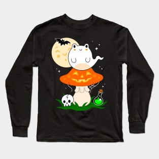 Ghost Frog on Jack'o'lantern Toadstool Long Sleeve T-Shirt